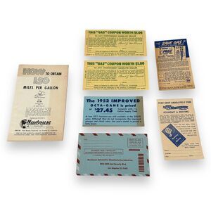 Vintage 1950s Automobile Pamphlet Ad Inserts $1 Gas Coupons Flyers‎ Lot of 7